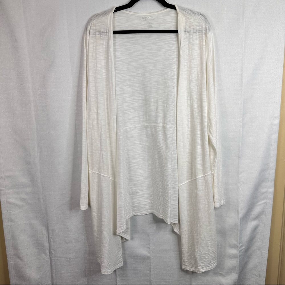 Chico's the ultimate tee open front cardigan neutral cotton modal lagenlook boho